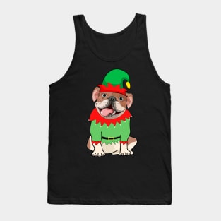 Bulldog In Elf Costume Christmas Tank Top